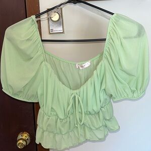 Green Cropped Blouse